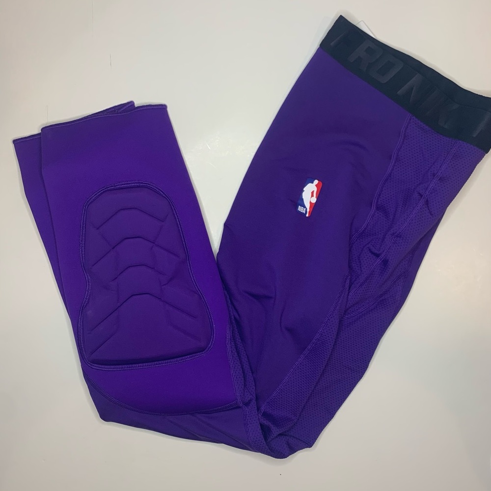 Nike NBA Pro Hyperstrong Padded Tights Pants 3/4 Purple Player Issued 2XL-T